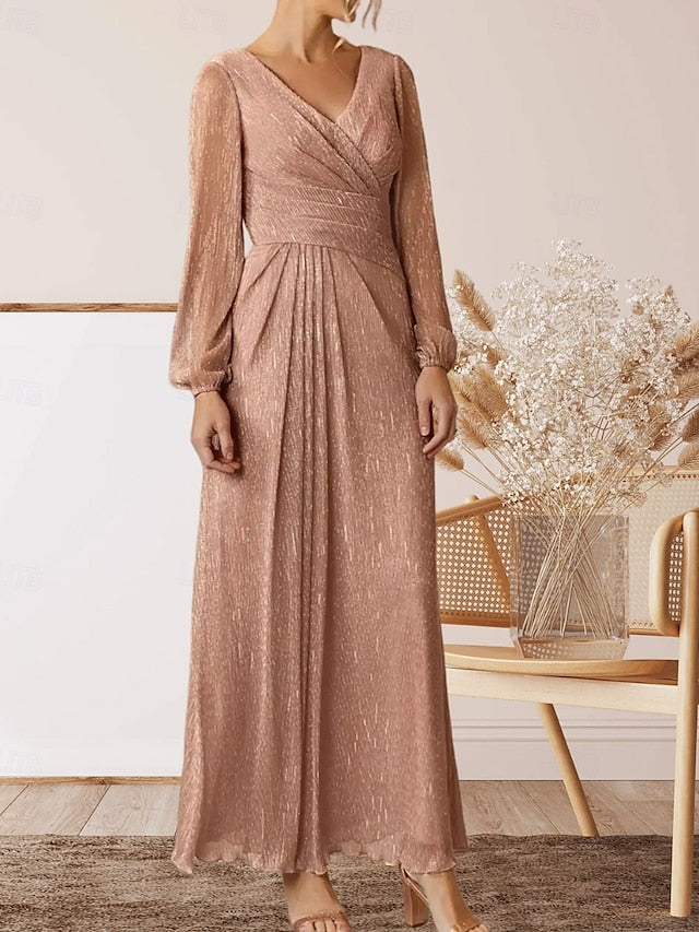 Mother Bride V of Guest Wedding Neck the A-Line Elegant Dress