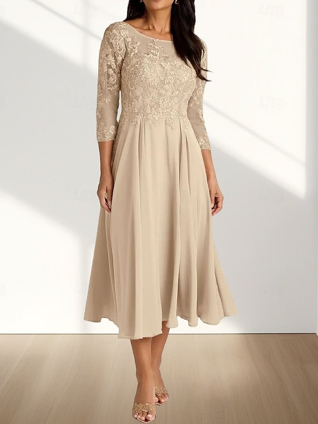 the A-Line Neck Mother Bride Elegant Dress Guest Wedding of Crew