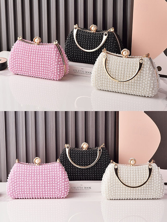 with Women's Clutch Beaded Bag Handle Pearl Gold Evening