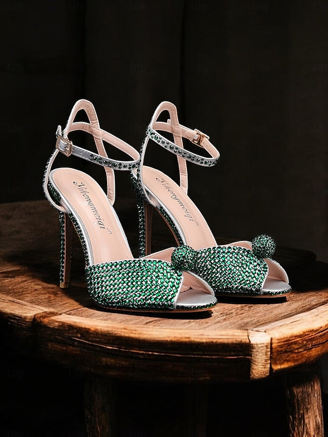 Women's Stiletto Embellished Sandals Rhinestone Heel with