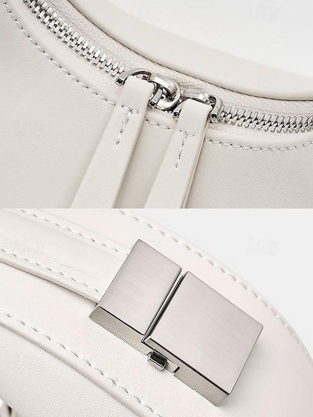 Elegant Ivory with Crescent Bag Hobo Silver - Hardware Sleek