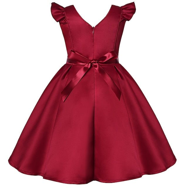 Kids Formal Sleeveless Party Girls' Solid Dress Color