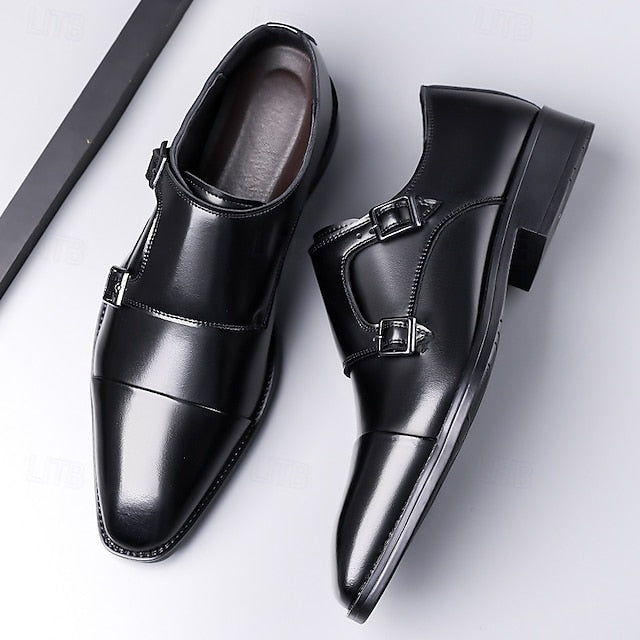 – Shoes Elegant Men's Monk Strap Dress Leather Double