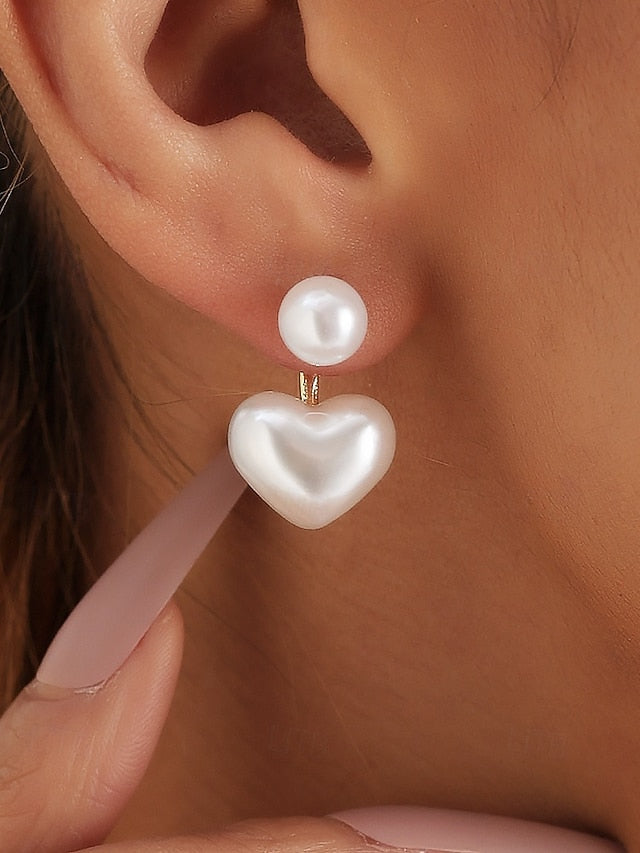 – Drop Pearl Minimalist Elegant Heart-Shaped Romantic Earrings