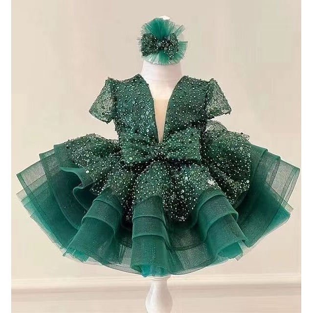 Girls' Dress Flower Long Sequin Kids Girl Party