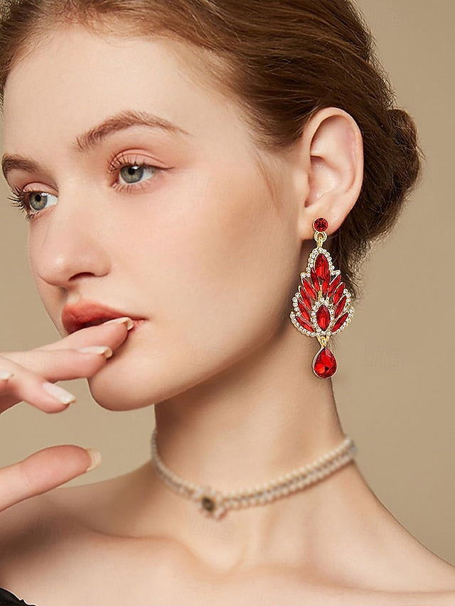 – Crystal Drop Emerald Green Earrings Women's