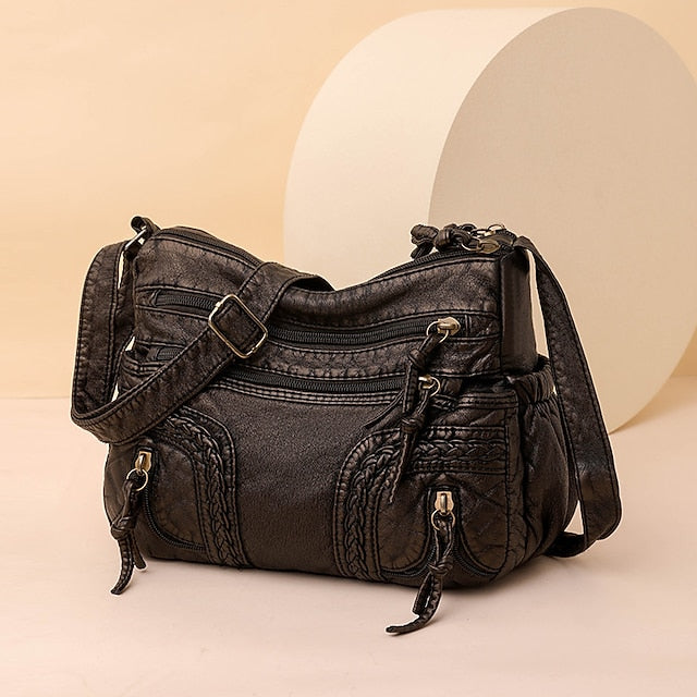 Leather Women's Faux Shoulder Brown Vintage Bag – Boho
