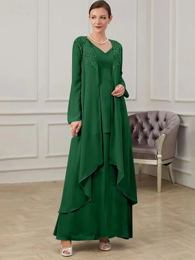 Two Formal Mother the Piece of Bride Floor Wedding Guest Dress