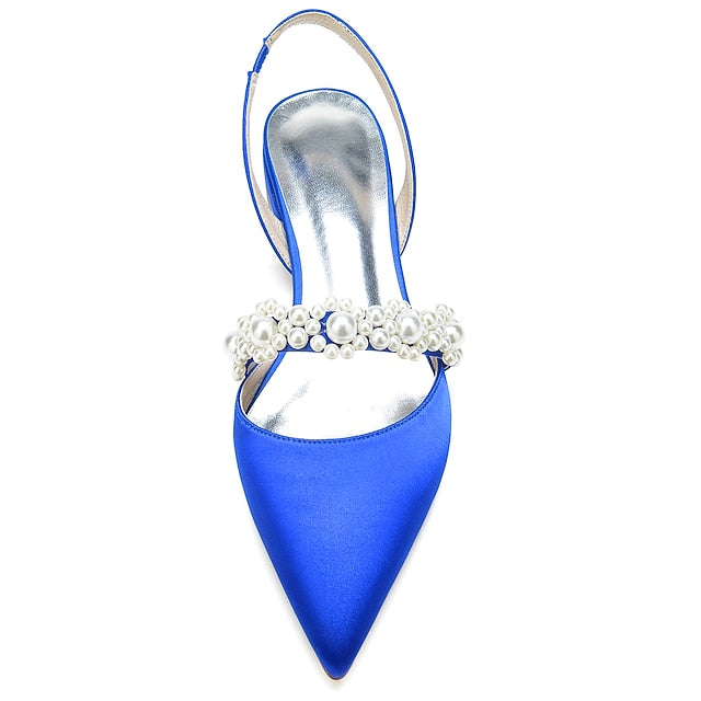 with Pearl White Elegant Satin Women's Shoes Dress