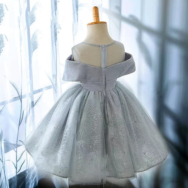 Girls' Party Short Sleeve Dress Color Solid Kids