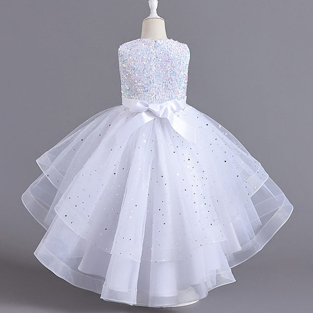 Kids Solid Party Girls' Color Sleeveless Dress