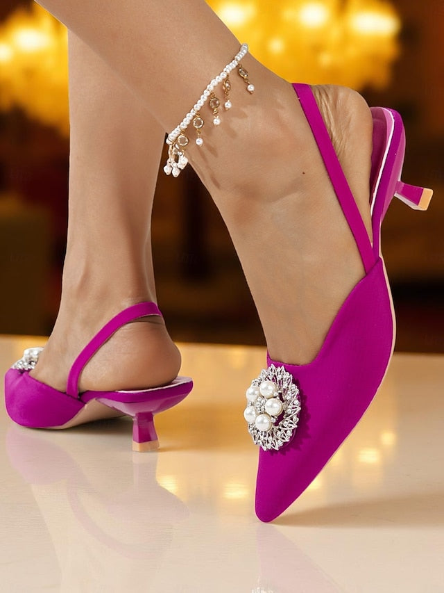 with Slingback Women's Pumps and Blue Satin Pearl