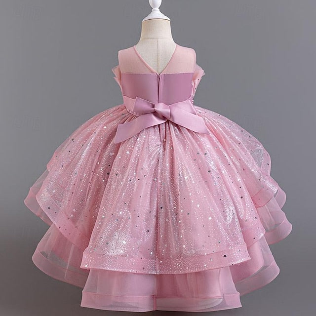 Flower Sequin Party Kids Girl Sleeveless Girls' Dress