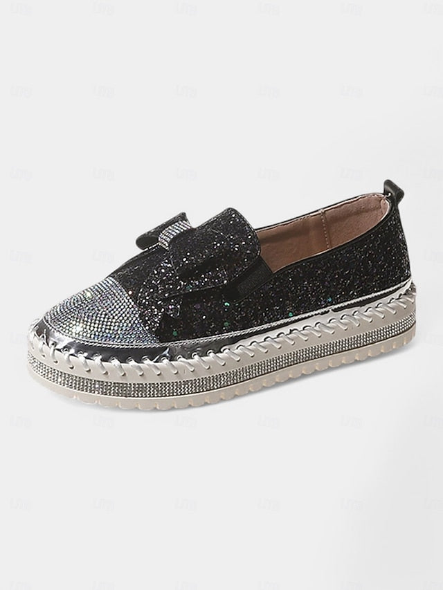 Rhinestone Slip-On Loafers Glittery Women for – Sparkling