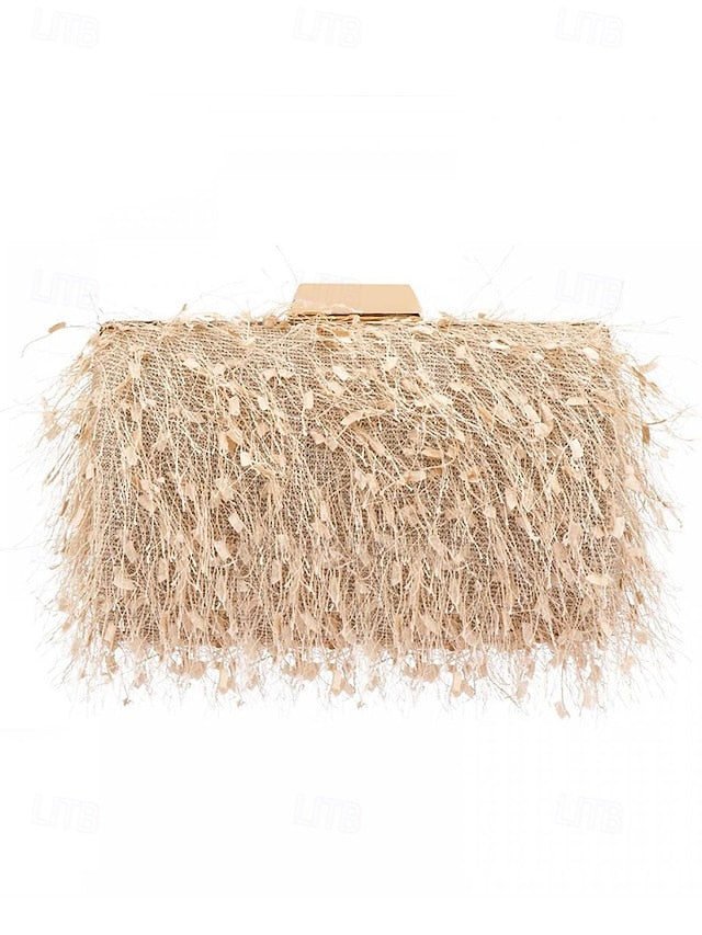 Clutch Chain Evening with Feathered Chic Women's Strap