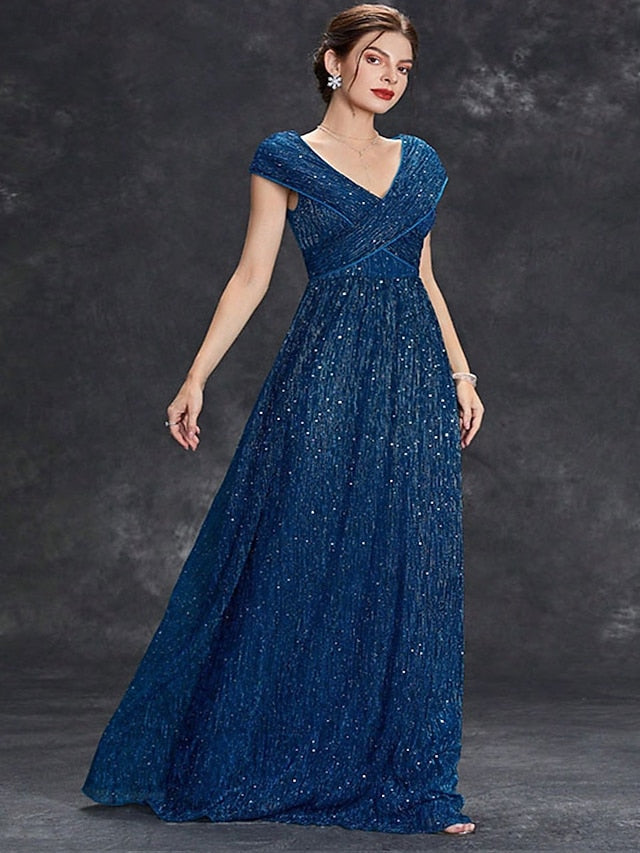 V Dress the Bride Mother Neck Party Elegant Floor of