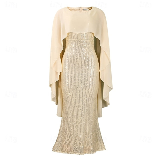 Dress Crew Length Mother Elegant Neck Floor Bride the of