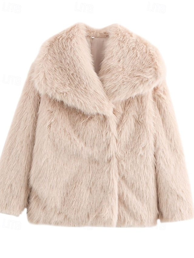 Coat Leathers Comfortable Fur Faux Warm Furs Women's