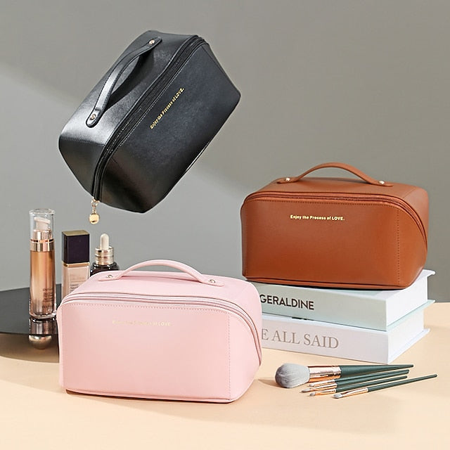 Damen Kosmetik Make-up Handtasche Leder PU Tasche Reise