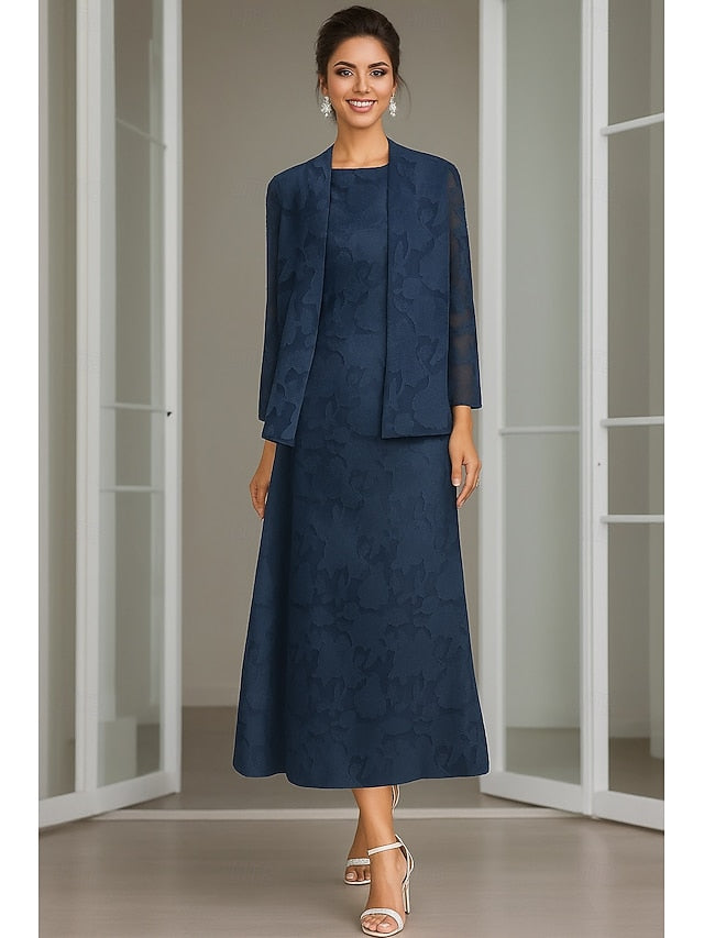 of the Mother Bride Blue Dress Pink A-Line Piece Two Sets