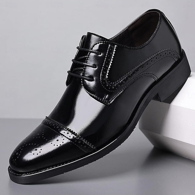 Men's Shoes Dress and Black Color-Blocked with White