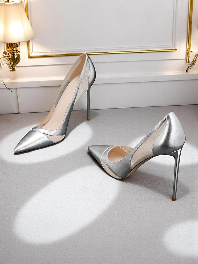 Pumps Toe Mesh Women's with Detailing Pointed Nude Suede