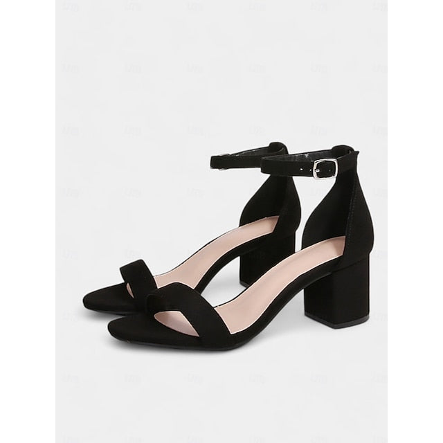 Stylish Ankle Gold Sandals Block with Glitter Heel Women's