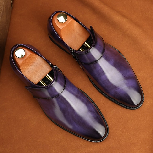 Leather Brown Men's Slip-On Shoes Dress Business Loafers