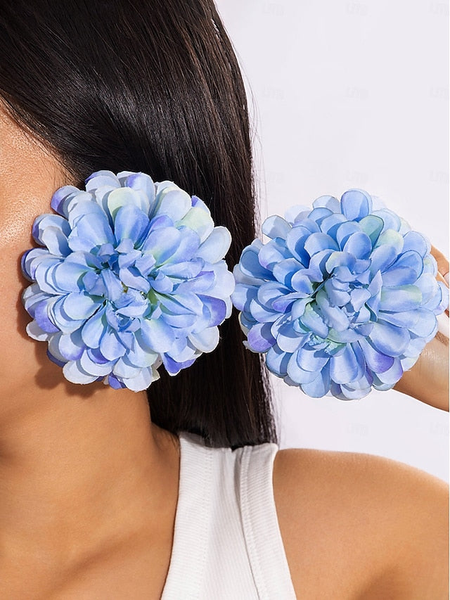 Floral Women's Statement Oversized Drop Flower Earrings -