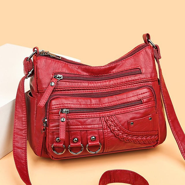 Mehrere Crossbody mit Vintage Leder Damen Kunsttasche