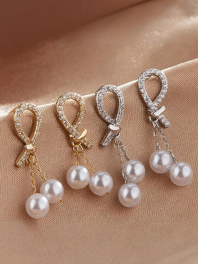 teardrop Women's rhinestone with earrings pearl imitation