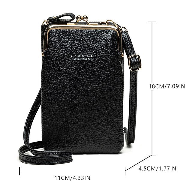 Tasche Gold Damen Kunstleder mit Rahmen Schwarz Crossbody