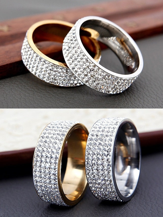 Rings Pave Full Wide Men's Band with Rhinestone