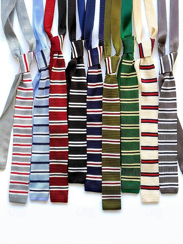 - Neck Men's Stripe Stylish Knit Christmas Tie Woven