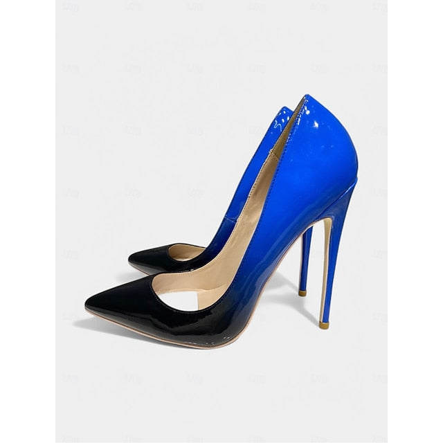 Women's Pumps Toe Pointed Black Green Leather Patent