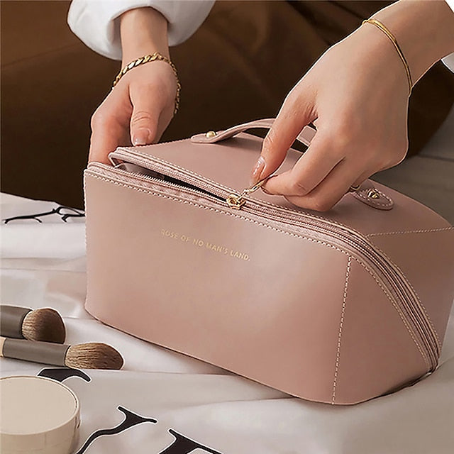 Damen Kosmetik Make-up Handtasche Leder PU Tasche Reise