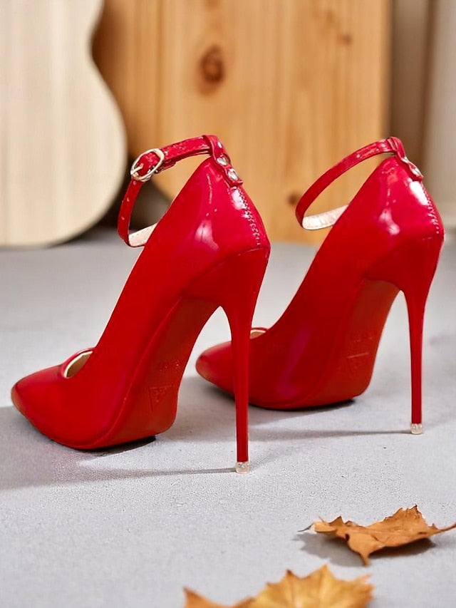 Stiletto Ankle Heels with Leather Women's Patent Black