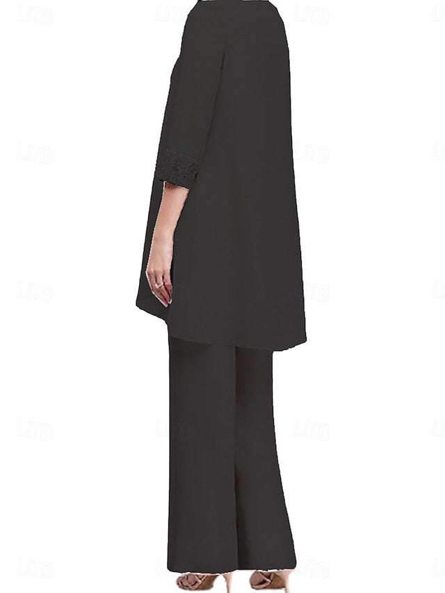 Dress Neck Vintage Crew Elegant 3 Piece Bride of the Mother