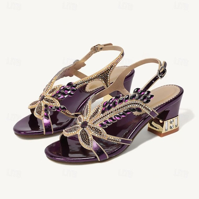 Women's Rhinestone Round Wedding Sandals Party Toe Shoes