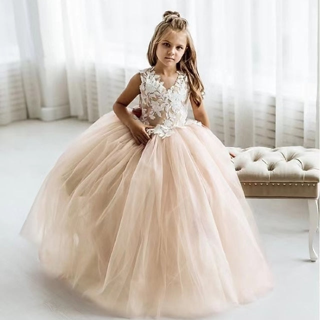 Dress Flower Color Kids Girls' Girl Solid Party