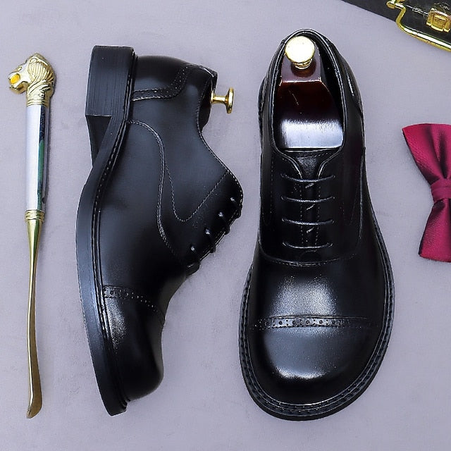 Shoes- Dress Leather Oxford Cap First Men's Toe Genuine