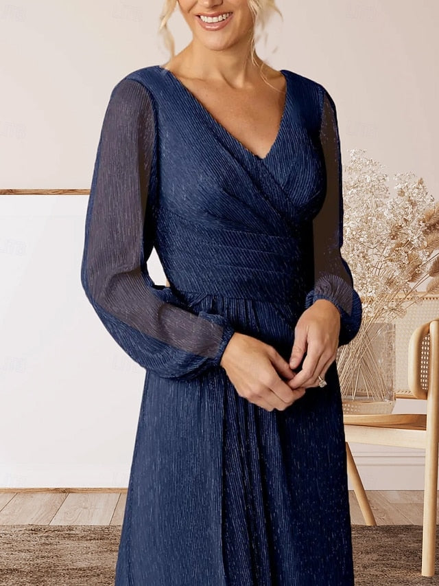 Mother Bride V of Guest Wedding Neck the A-Line Elegant Dress