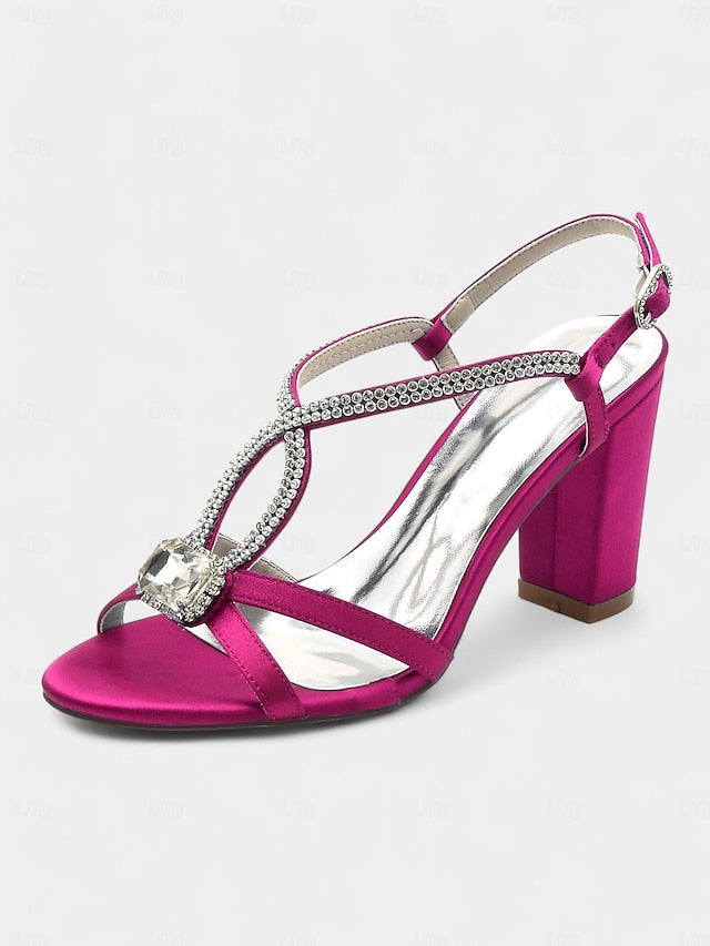 Blue Women's Rhinestone Royal – Sandals Elegant Satin
