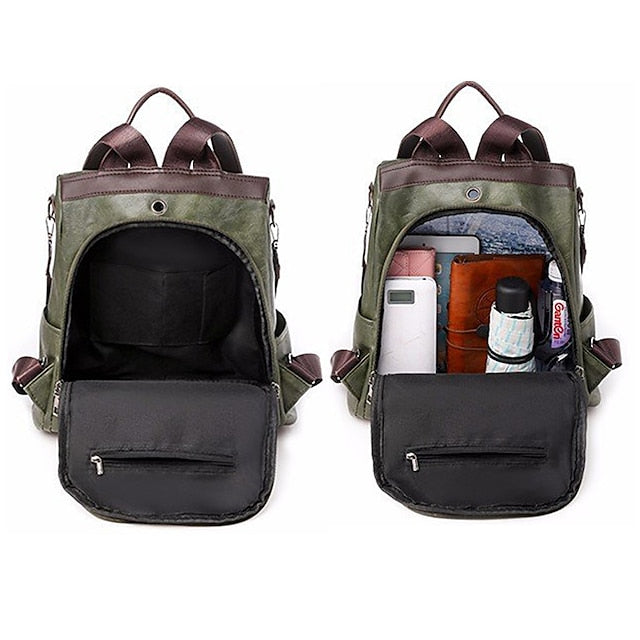 Wandelbarer Rucksack Kunstleder Karamell Geldbörse Damen