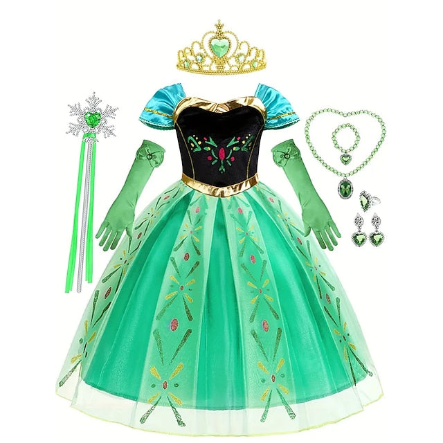 Party Frozen Princess Girl Fairytale Theme Dress Anna Flower