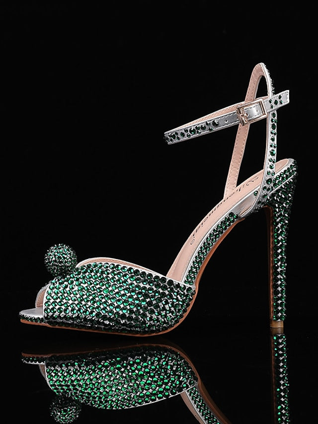Women's Stiletto Embellished Sandals Rhinestone Heel with