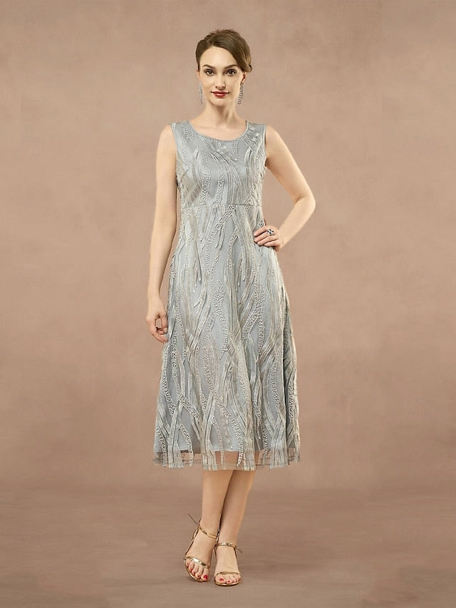 Elegant Pieces the of Mother Two A-Line Dress Neck Bride Jewel
