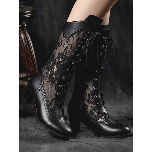 White with Boots Victorian-Style Women's Lace Lace-Up