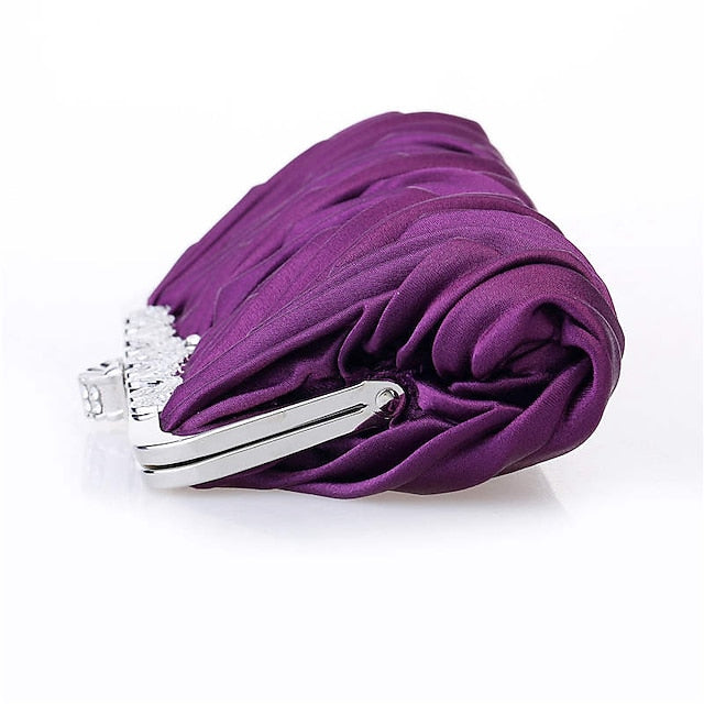 – White Clutch Elegant Women's Evening Satin Pleated