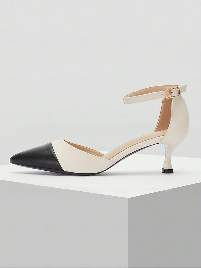 Kitten Women's Two-Tone Stylish Pointed Ankle Heel Toe